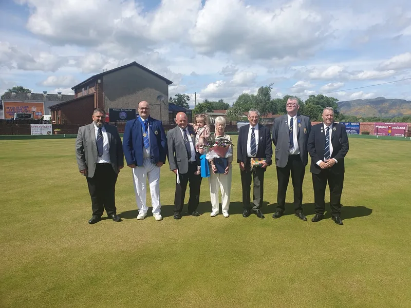 Sandy Deans marks his 300th county cap at Polmaise Bowling Club