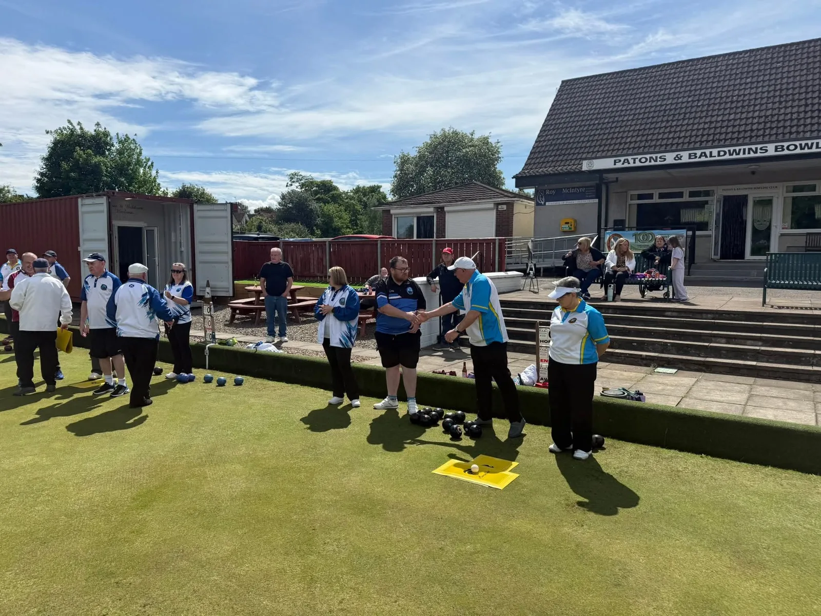 Friendly fixture in progress at Patons & Baldwins Bowling Club