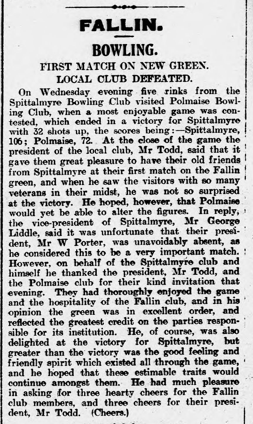 First Match on Polmaise Green 1911