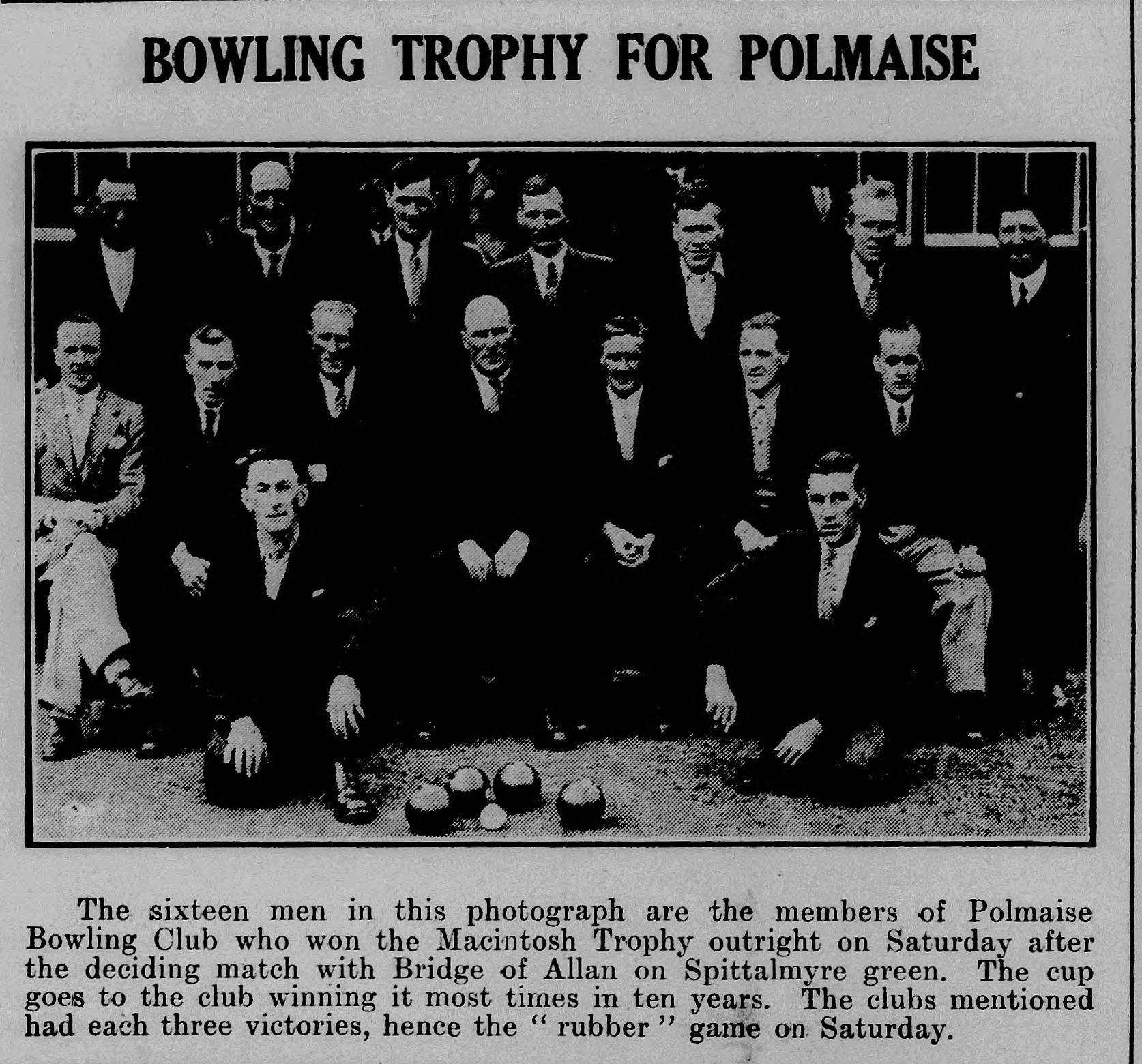 Bridge of Allan Gazette clipping about Macintosh Trophy