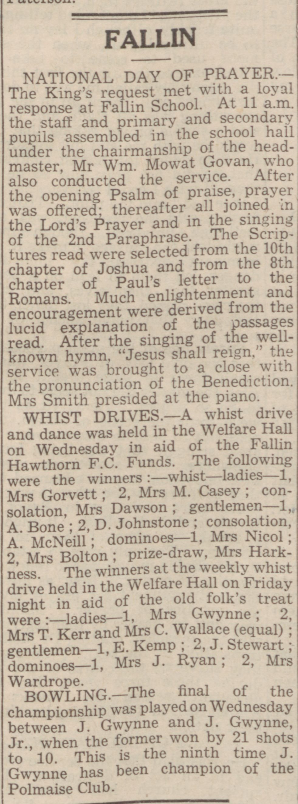 Original newspaper clipping from 1942