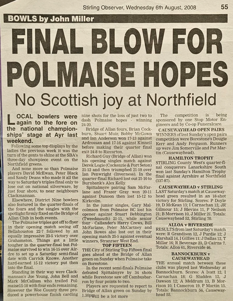 Polmaise triples team at Northfield